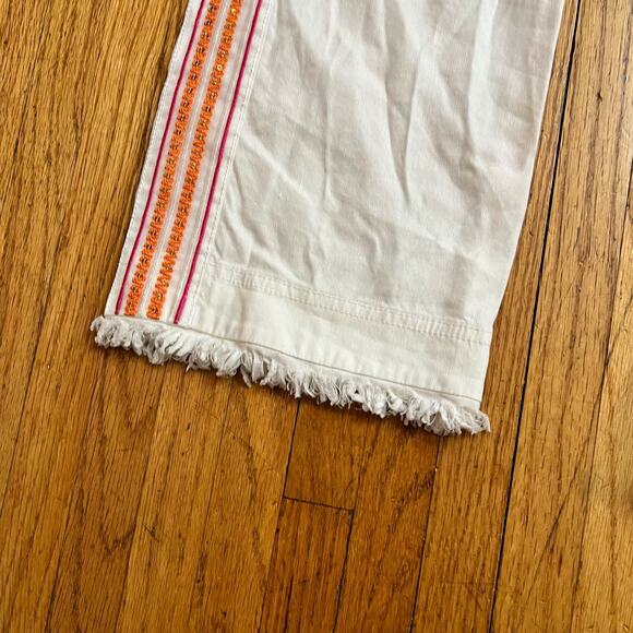 Trina Turk INC Pants Womens 4 White Side Stripe Linen Blend Straight - Picture 2 of 13